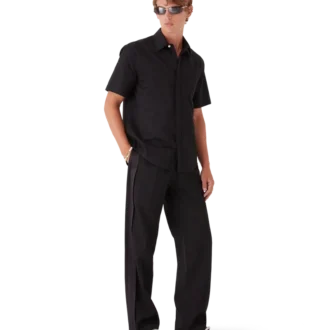 Calção de manga curta em algodão com monograma