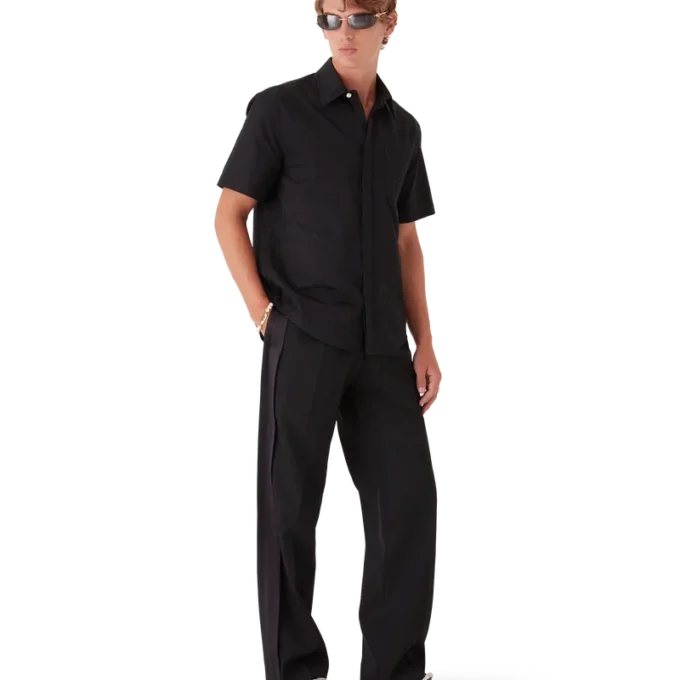 Calção de manga curta em algodão com monograma