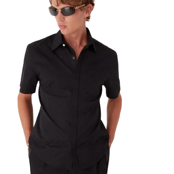 Calção de manga curta em algodão com monograma