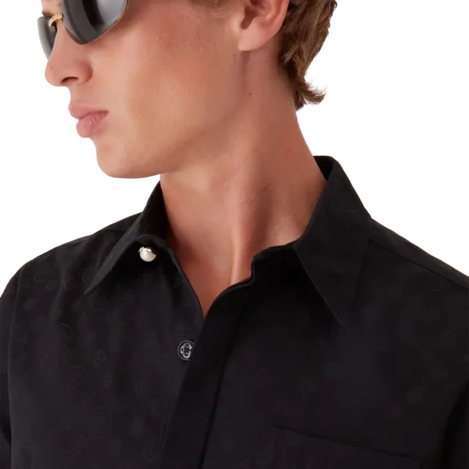 Calção de manga curta em algodão com monograma