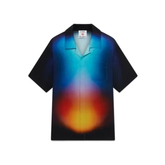 Calção de manga curta em seda com padrão gradiente