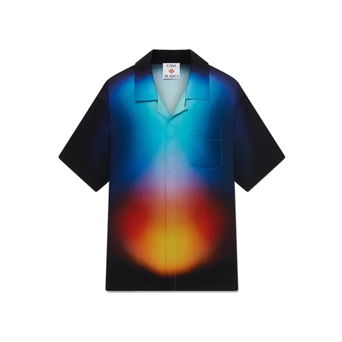 Calção de manga curta em seda com padrão gradiente