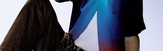 Calção de manga curta em seda com padrão gradiente