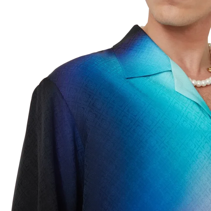 Calção de manga curta em seda com padrão gradiente