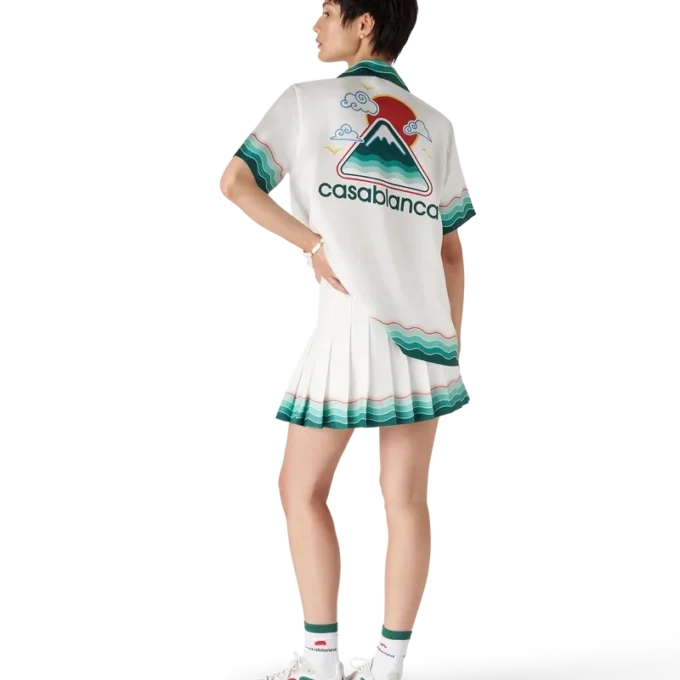 Calção de manga curta em seda Montagne Ondulee