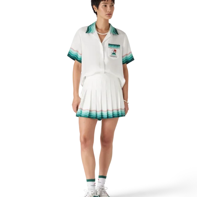 Calção de manga curta em seda Montagne Ondulee