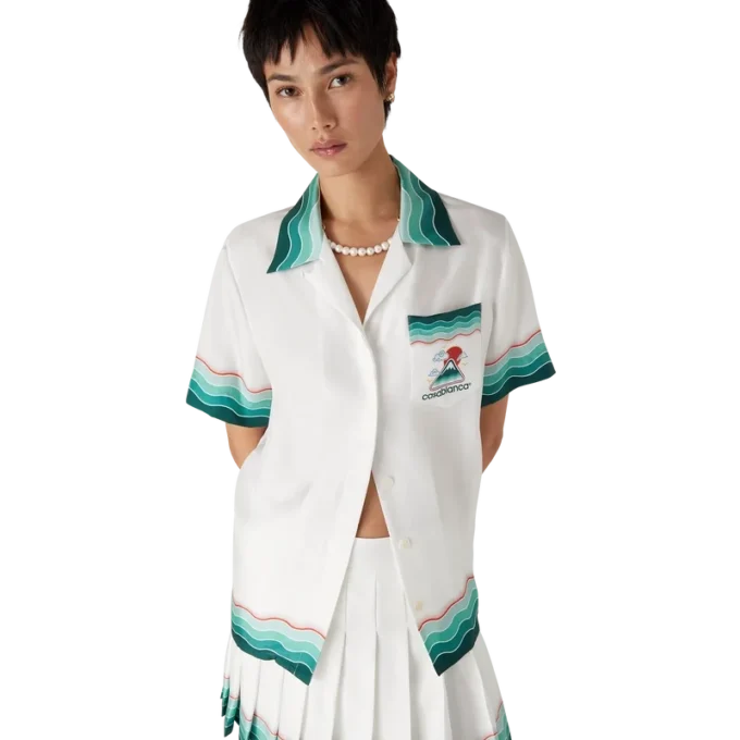 Calção de manga curta em seda Montagne Ondulee