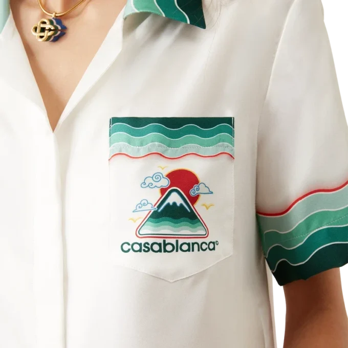 Calção de manga curta em seda Montagne Ondulee