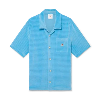 Calção de manga curta em veludo às riscas