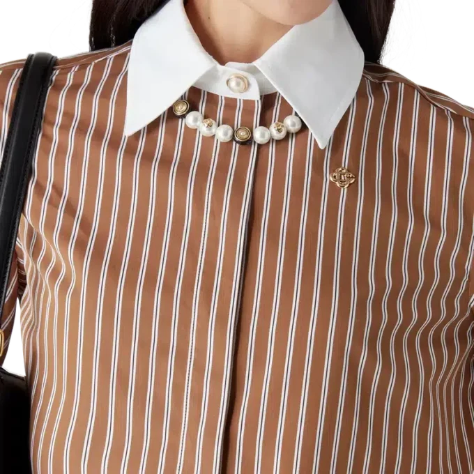 Camisa Curta de Manga Comprida às Riscas Camisa Curta de Manga Comprida às Riscas