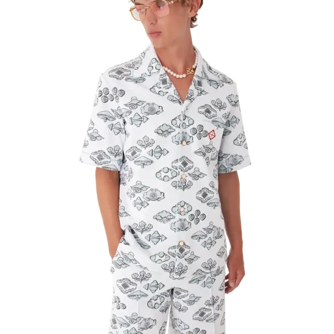 Camisa de calções com motivo jacquard Camisa de calções com motivo jacquard