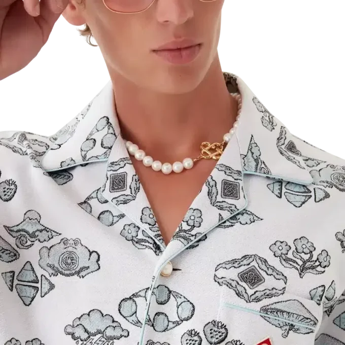 Camisa de calções com motivo jacquard Camisa de calções com motivo jacquard
