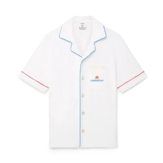 Camisa de calções em tecido de felpo com jacquard monograma