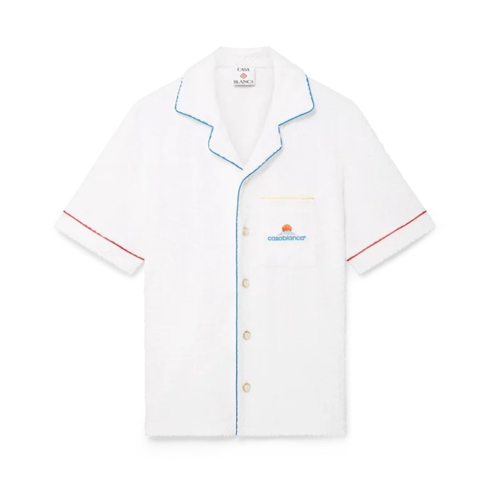 Camisa de calções em tecido de felpo com jacquard monograma Camisa de calções em tecido de felpo com jacquard monograma