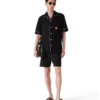 Camisa de calções em tecido de felpo com jacquard monograma Camisa de calções em tecido de felpo com jacquard monograma