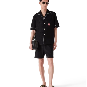 Camisa de calções em tecido de felpo com jacquard monograma