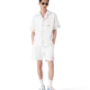 Camisa de calções em tecido de felpo com jacquard monograma Camisa de calções em tecido de felpo com jacquard monograma