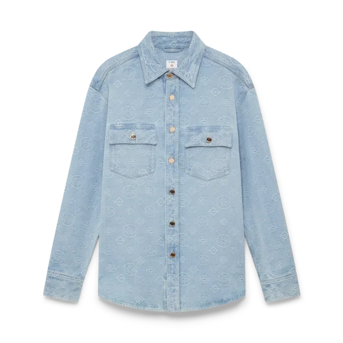Camisa de ganga com monograma Camisa de ganga com monograma