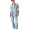 Camisa de ganga com monograma Camisa de ganga com monograma