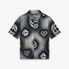 Camisa de ganga de calções com monograma perolizado Camisa de ganga de calções com monograma perolizado