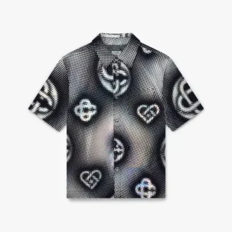 Camisa de ganga de calções com monograma perolizado
