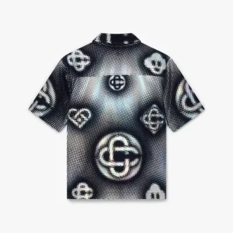 Camisa de ganga de calções com monograma perolizado