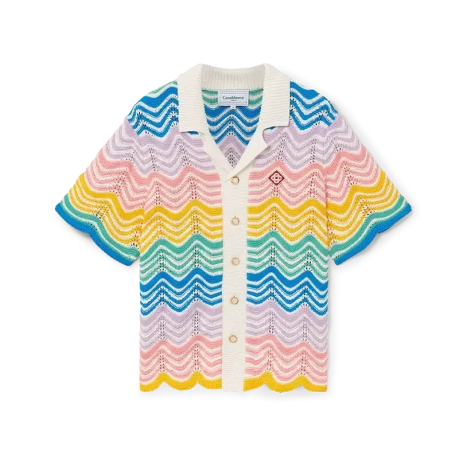 Camisa de malha com padrão ondulado gradiente