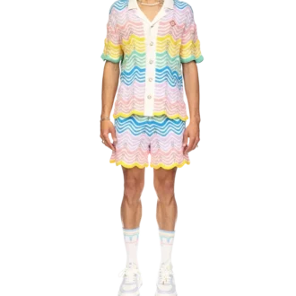 Camisa de malha com padrão ondulado gradiente