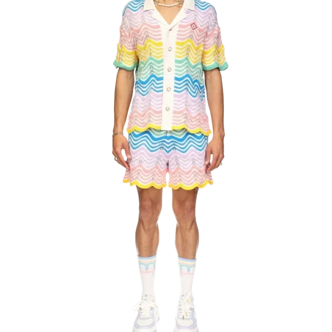 Camisa de malha com padrão ondulado gradiente