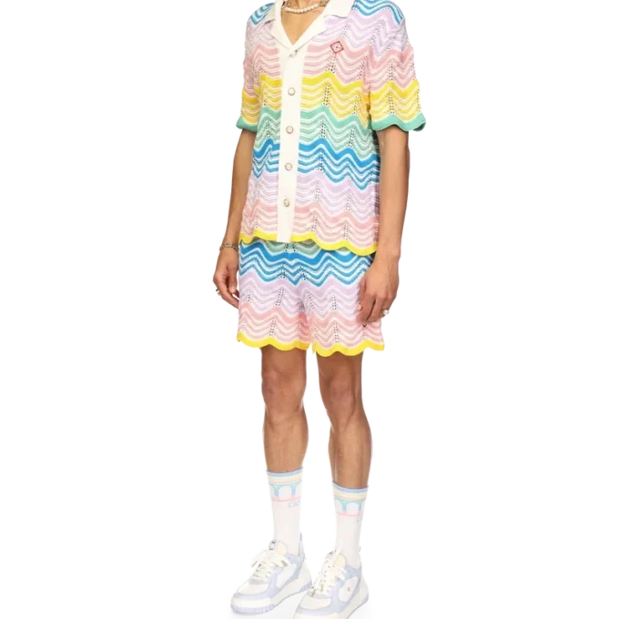 Camisa de malha com padrão ondulado gradiente