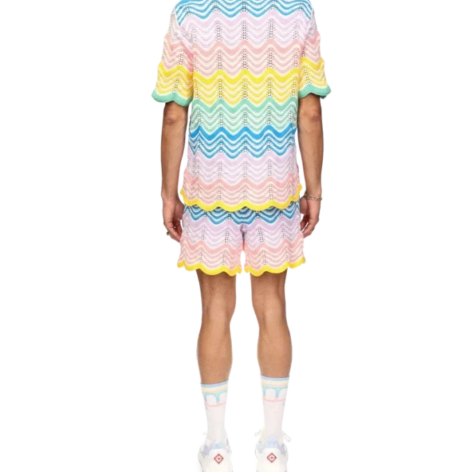 Camisa de malha com padrão ondulado gradiente