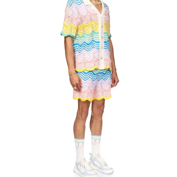 Camisa de malha com padrão ondulado gradiente