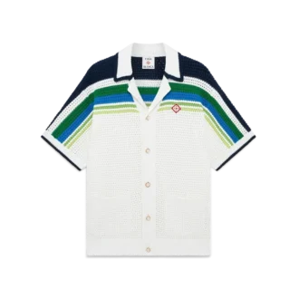 Camisa de malha de manga curta às riscas