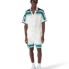 Camisa de malha de manga curta às riscas Camisa de malha de manga curta às riscas