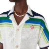 Camisa de malha de manga curta às riscas Camisa de malha de manga curta às riscas