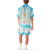Camisa de manga curta em sarja de seda com motivo Kawaii Camisa de manga curta em sarja de seda com motivo Kawaii