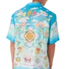 Camisa de manga curta em sarja de seda com motivo Kawaii Camisa de manga curta em sarja de seda com motivo Kawaii