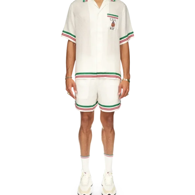 Camisa de seda com gola em malha Casa Way