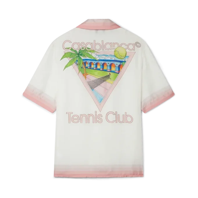 Camisa de seda de calções com ícone do clube de ténis Camisa de seda de calções com ícone do clube de ténis