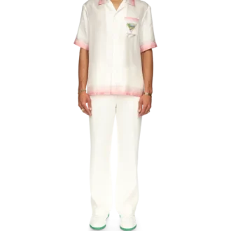 Camisa de seda de calções com ícone do clube de ténis