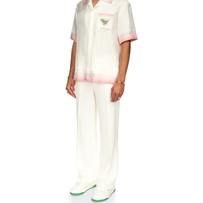 Camisa de seda de calções com ícone do clube de ténis Camisa de seda de calções com ícone do clube de ténis