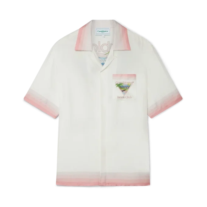Camisa de seda de calções com ícone do clube de ténis Camisa de seda de calções com ícone do clube de ténis