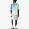 Camisa de seda de calções com padrão de quadras de ténis em gradiente