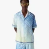 Camisa de seda de calções com padrão de quadras de ténis em gradiente