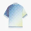 Camisa de seda de calções com padrão de quadras de ténis em gradiente
