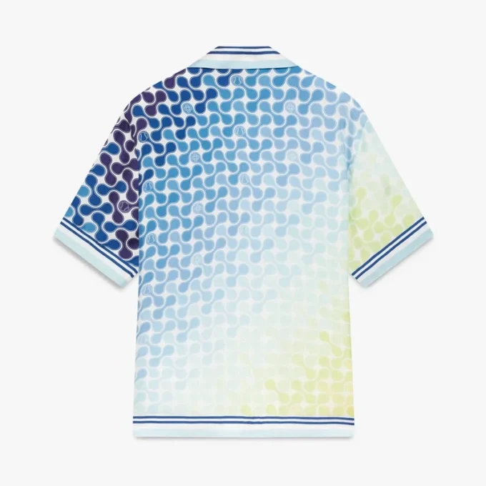 Camisa de seda de calções com padrão de quadras de ténis em gradiente