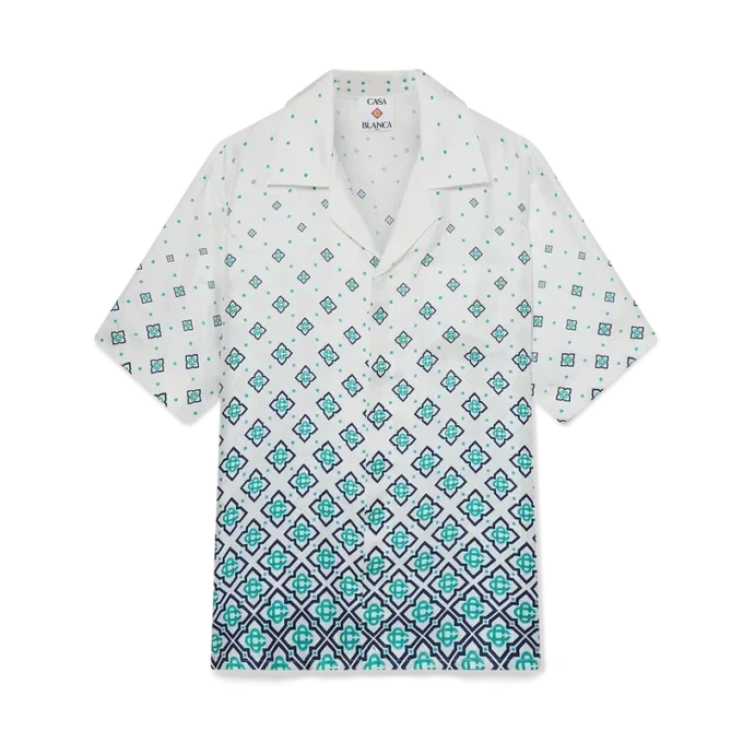 Camisa de seda de calção com monograma em degradê Camisa de seda de calção com monograma em degradê