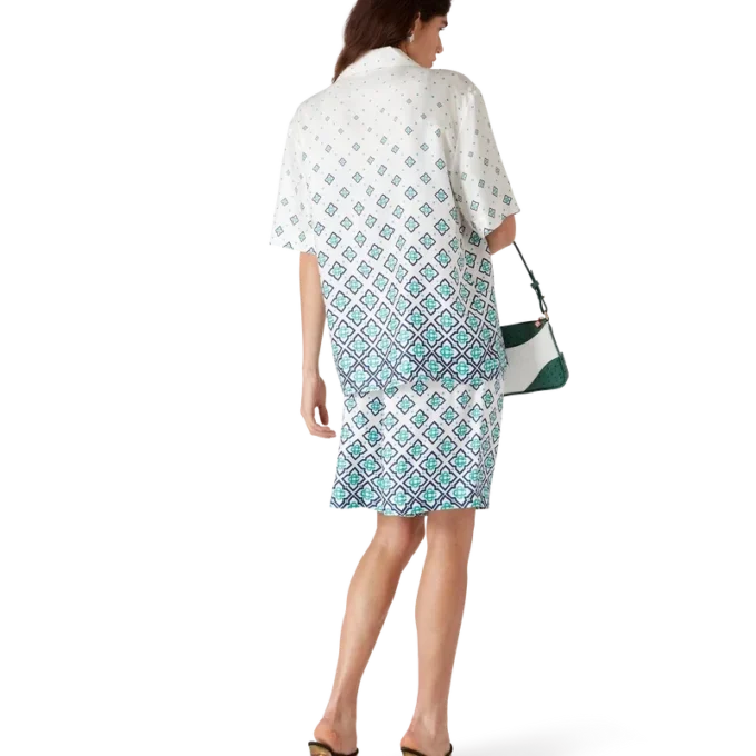 Camisa de seda de calção com monograma em degradê Camisa de seda de calção com monograma em degradê