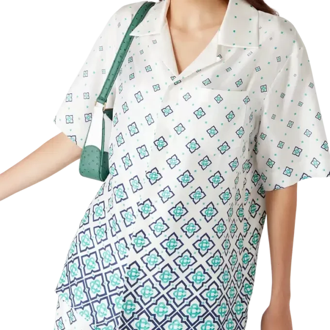 Camisa de seda de calção com monograma em degradê Camisa de seda de calção com monograma em degradê