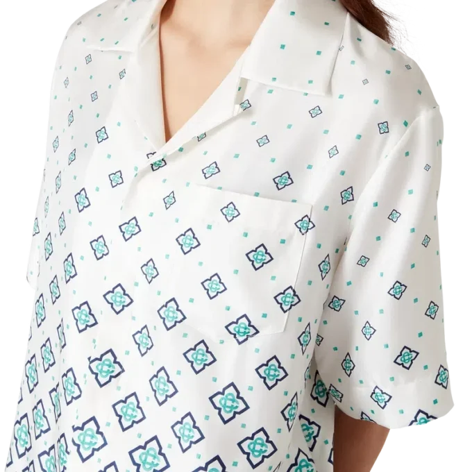Camisa de seda de calção com monograma em degradê Camisa de seda de calção com monograma em degradê